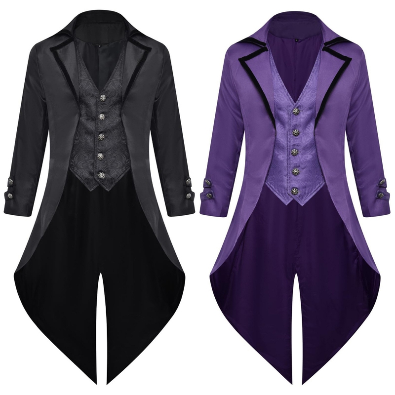 Halloween European and American Court Tailcoat Medieval Retro Mid-Length Coat Steampunk Overcoat Cosplay Costume for Men Halloween European and American Court Tailcoat Medieval Retro Mid-Length Coat Steampunk Overcoat Cosplay Costume for Men
