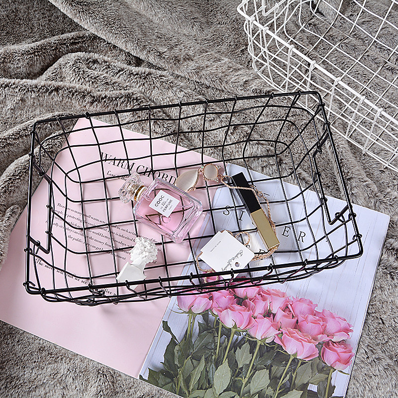 INS simple style wrought iron basket storage basket sundries basket iron basket home storage photo props