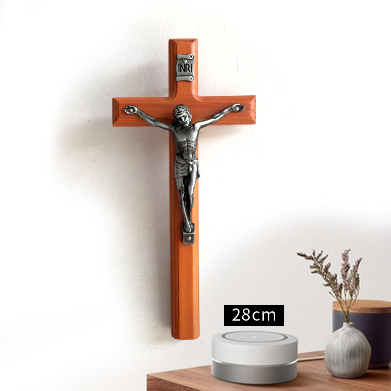 Catholic holy relics cross like Christian home hanging wall gifts pulling wood gift box 28cm