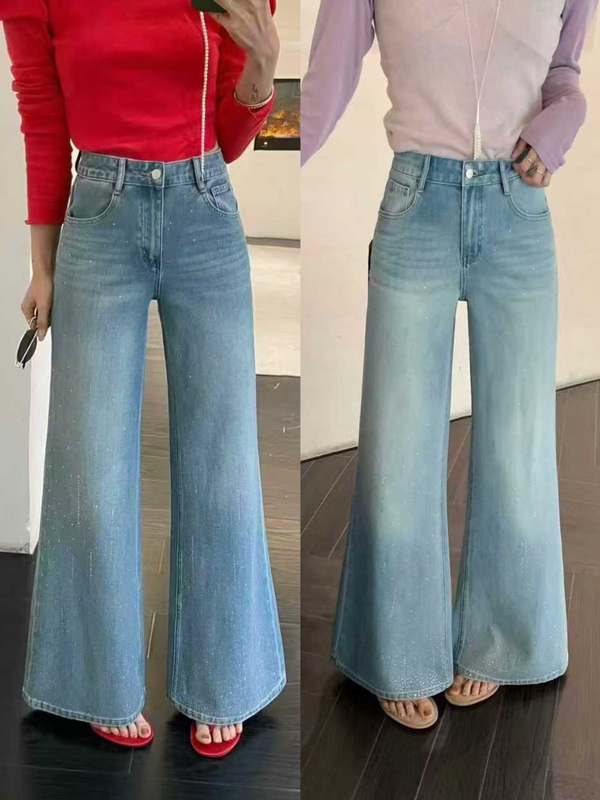 Palace Jeans 95032 Four-Way Stretch Denim Flared Pants Sparkling Supermodel Floor-Length Pants Slimming Pants