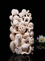 Tibetan tooth Pavilion Five Lions make the ball mammoth ivory ornaments master Seiko × ×