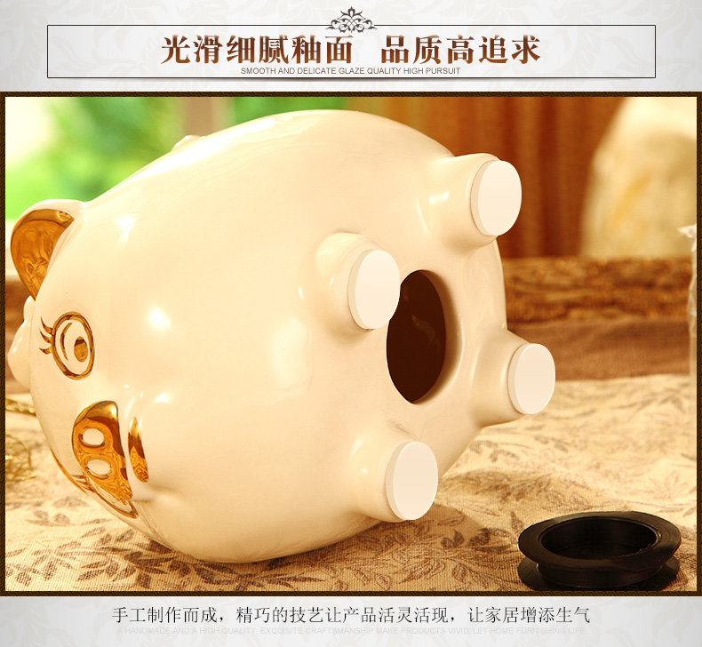 Vatican Sally 's European ceramics gold baby pig piggy bank furnishing articles birthday gift money - a box piggy bank