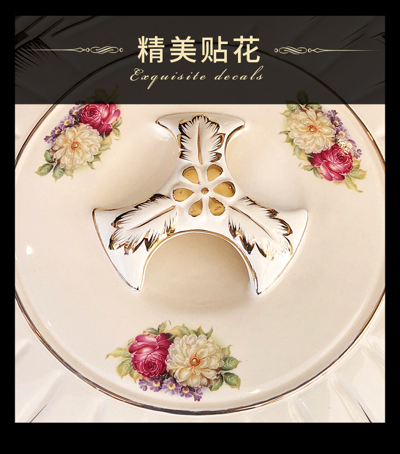 European ceramic dry fruit bowl sitting room home furnishing articles Chinese New Year Spring Festival tea table with frame with cover candy box snack plate