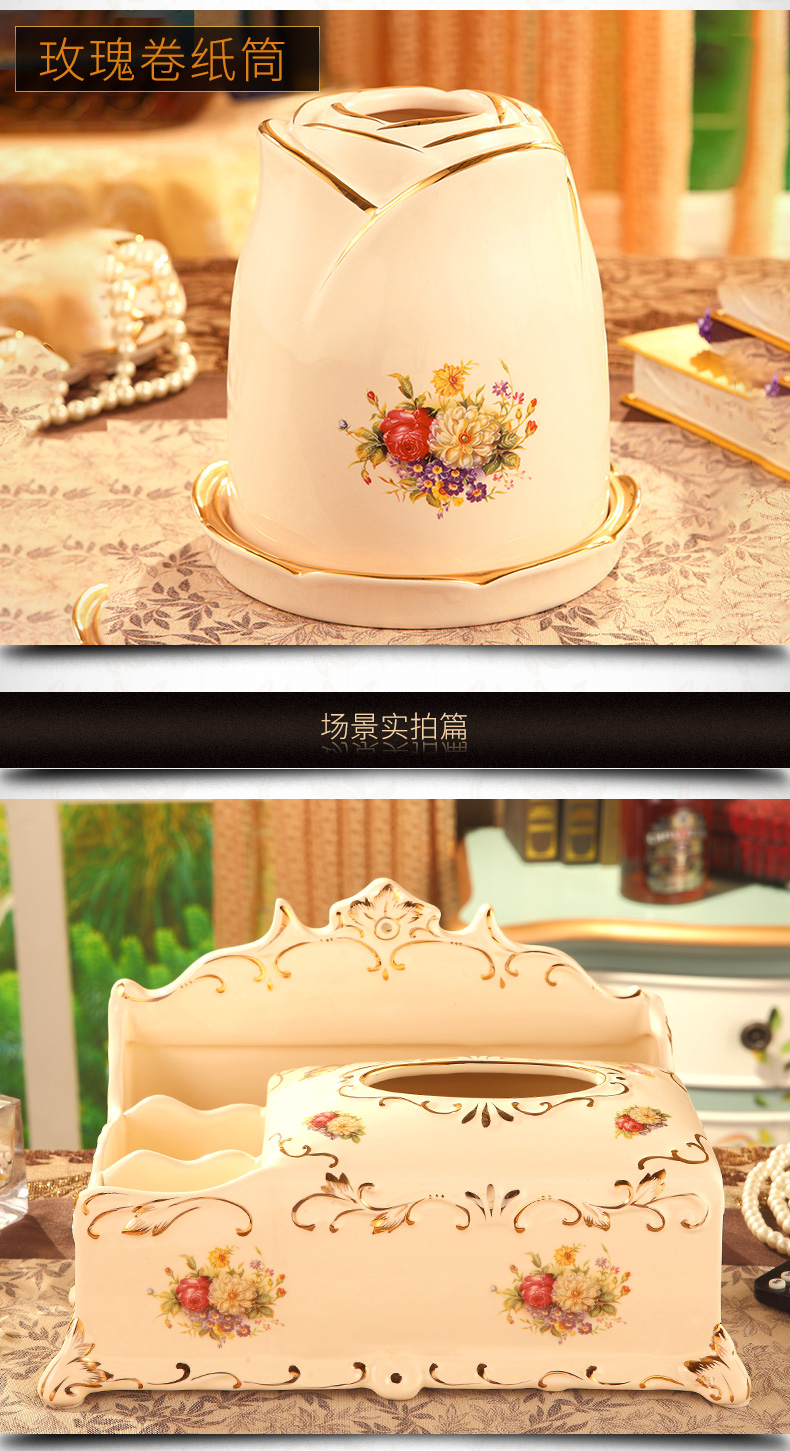 The American light colored enamel tissue boxes creative key-2 luxury home sitting room tea table smoke box ceramic table receive furnishing articles