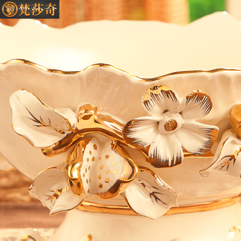 Brahman Sally 's new creative key-2 luxury European - style compote large functional ceramic fruit bowl sitting room place a wedding gift