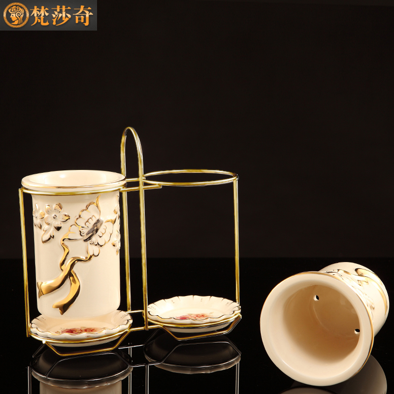 Household ceramics European - style originality chopsticks tube hanging binocular chopsticks chopsticks chopsticks box box mouldproof drop kitchen suits for