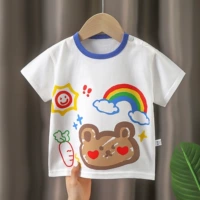 Детская хлопковая летняя футболка для мальчиков, короткий рукав, 0-5 лет