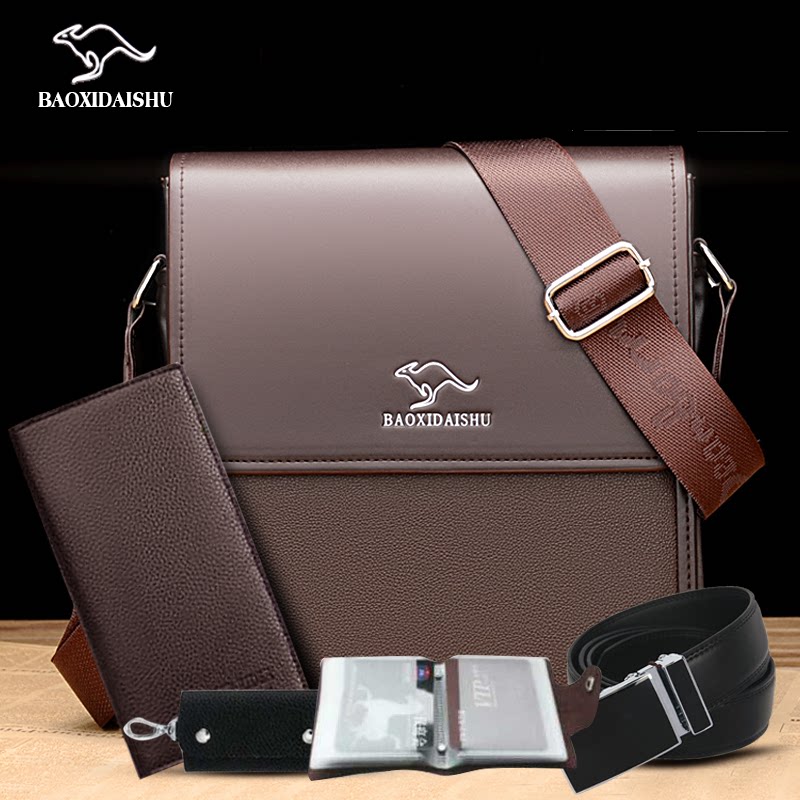 Kangaroo Flip Leather Texture Men's Bag Factory Direct One Shoulder Messenger Bag Business Casual Fashion Wear-resistant Bag New