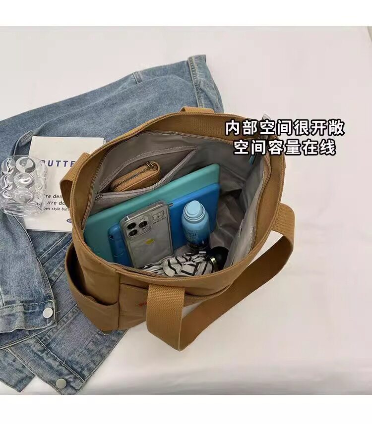 Мода холст 帆布包包女2025新款时尚大容量女款通勤手提袋学生上课单肩托特包
