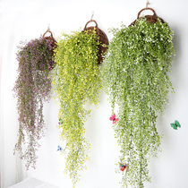 Wall decoration wall hanging decoration living room creative simulation flower Golden Bell willow green vine leaf ivy leaf wall hanging decorative flower basket