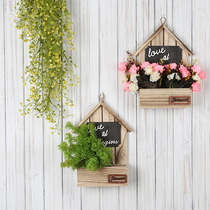 Wooden wall hanging pastoral living room decoration wooden cabin room layout simulation flower wall hanging flower pot wall hanging jewelry