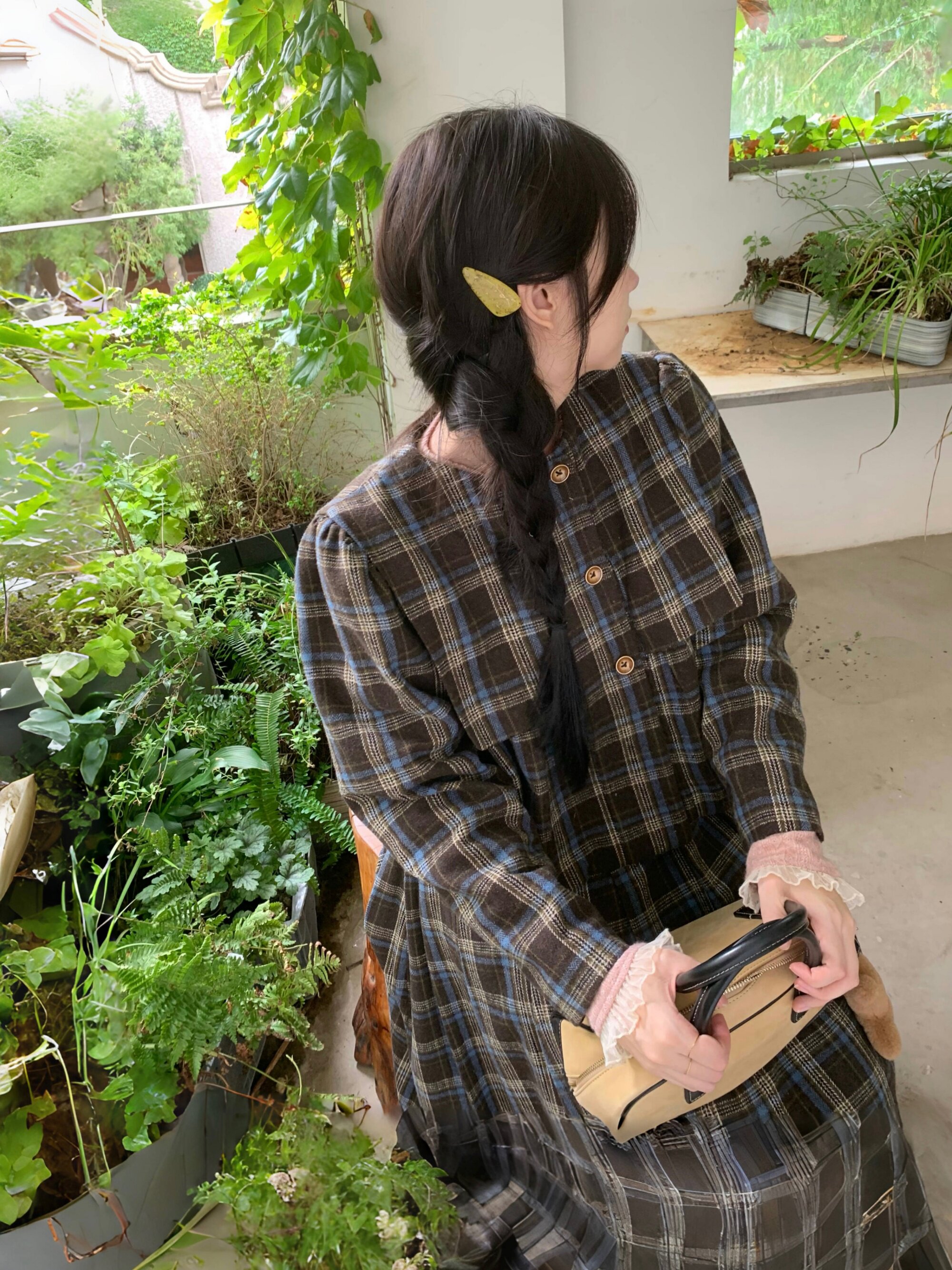 チェック柄セットアップ 日本風ドールブラウスアウター ショート丈