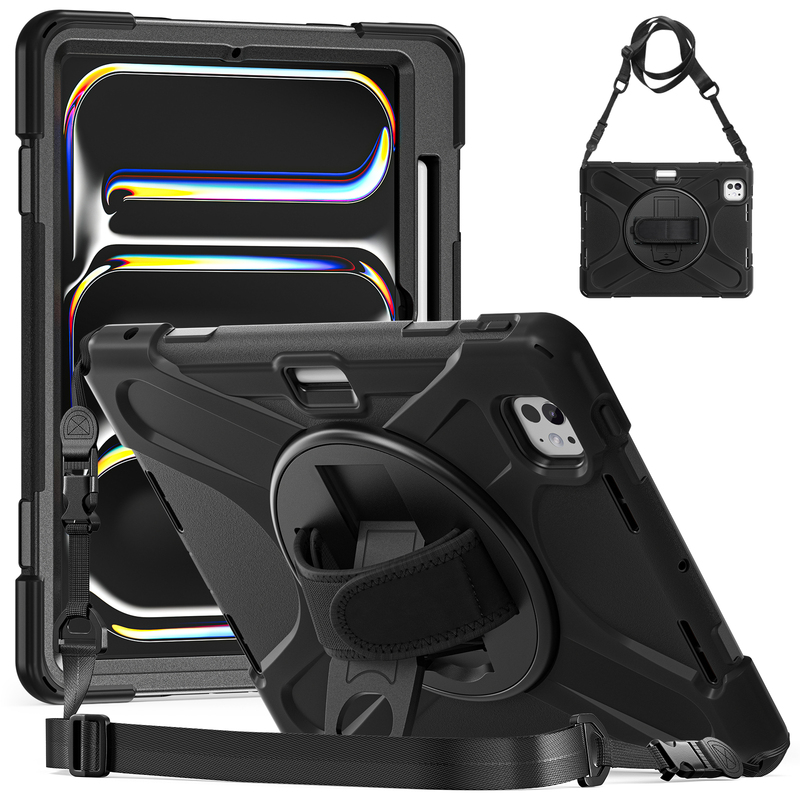 New 2026 Model Suitable for iPad Pro Protective Case 11inch Case Full-Cover Soft Edge Children's Anti-Drop 12Th Generation Shoulder Strap Lanyard 13 Rotating Stand iPad Air8/7/6 Protective Case 12.9 with Pen Slot