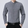 Chín-năm con sói mùa thu và mùa đông nam dài tay áo cotton ấm áp kẻ sọc cộng với áo nhung dày đứng cổ áo áo dài tay lỡ