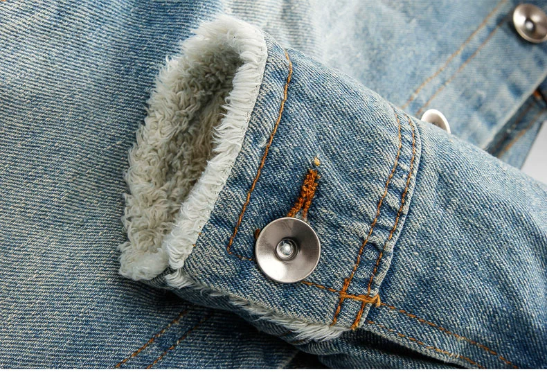 2018 nam mới phù hợp với cotton mùa đông Hàn Quốc đôi bông áo mỏng cotton dày áo khoác denim lông cổ áo thủy triều