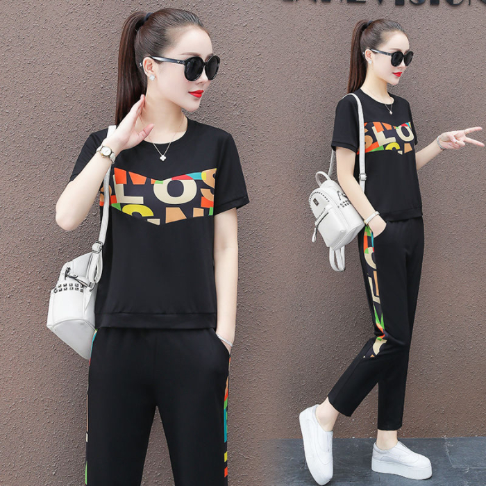 Casual suit women's 2020 summer women's wear western style Korean loose belly covering pants sportswear