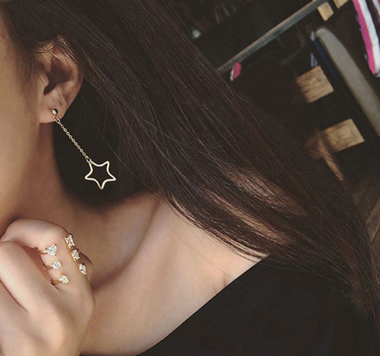 Harajuku net hiphop earrings femininity Korean wild Joker Di round long earrings earrings earrings