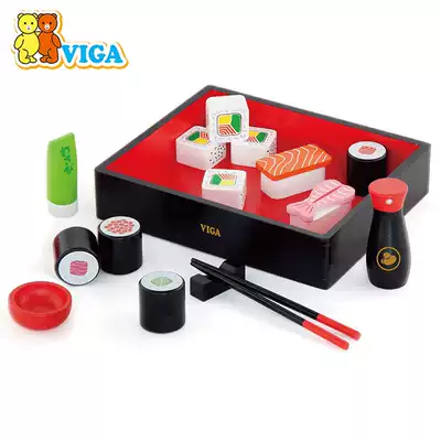 VIGA Weijia sushi combination young children early education simulation home wine food western food role playing wooden toys