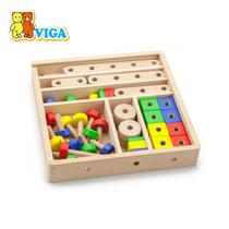 VIGA Weijia screw building block box childrens early education puzzle wooden disassembly and assembly assembly nut combination set