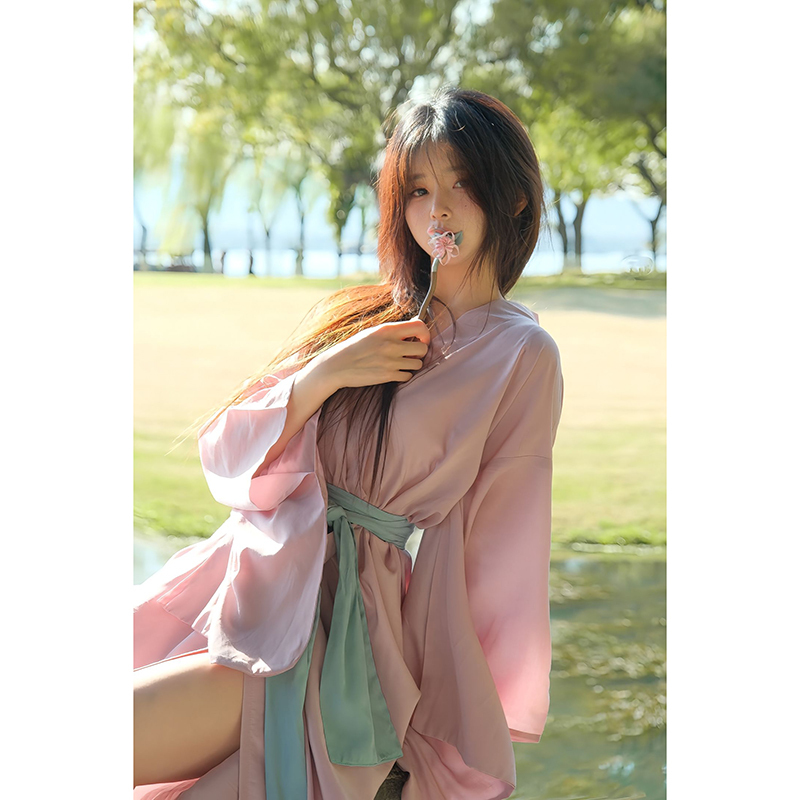 Movie Miss Kim Min-Hee's Same Style Pink Hanfu Adult Costume Pajamas Bathrobe Dressing Gown Japanese Kimono