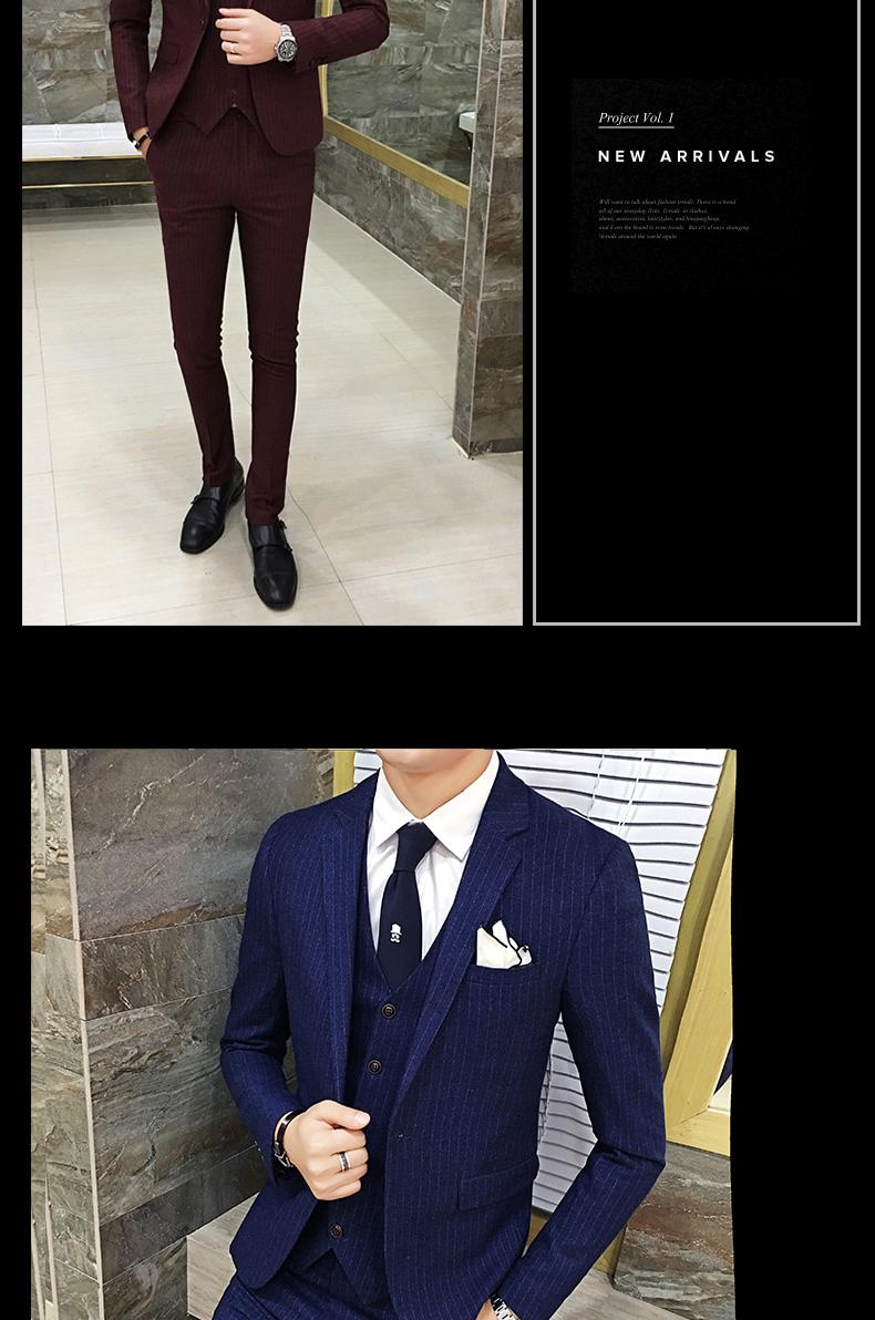 Bộ đồ vest nam sọc phiên bản Hàn Quốc của chú rể chuyên nghiệp shop do nam cao cap