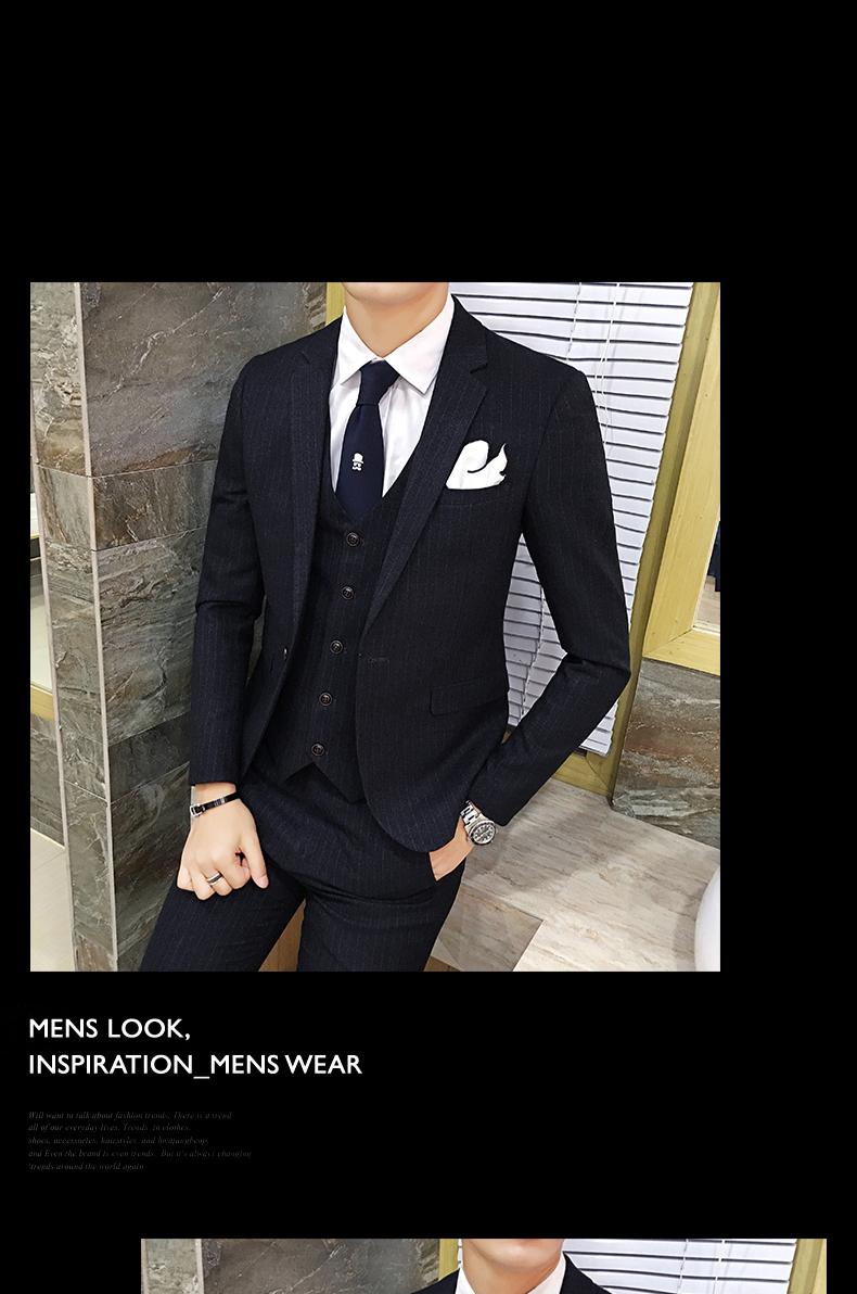 Bộ đồ vest nam sọc phiên bản Hàn Quốc của chú rể chuyên nghiệp shop do nam cao cap
