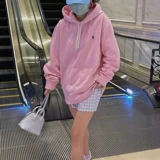Розовая толстовка с капюшоном, осенняя куртка, в западном стиле, 2024 года, в корейском стиле, оверсайз