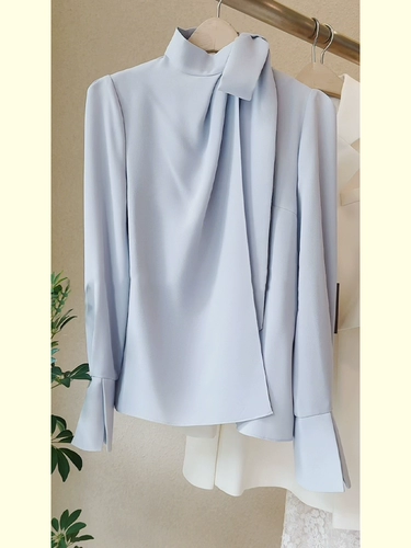 Синяя осенняя модная элитная элегантная рубашка