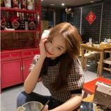 Трикотажная футболка с коротким рукавом, летний короткий свитер, 2021 года, в корейском стиле, рукава фонарики, в стиле Шанель