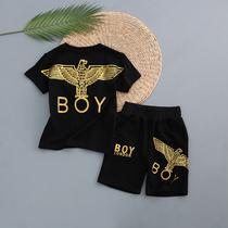 Summer tide brand BOY children cotton short T-shirt boy girl half sleeve back big eagle casual sports suit tide