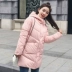 Phụ nữ mang thai mùa đông áo dài trong phần dài kích thước lớn thả lỏng cotton phù hợp với phiên bản Hàn Quốc của phần dài của áo khoác mẹ dày thủy triều dam bau dep Áo thai sản