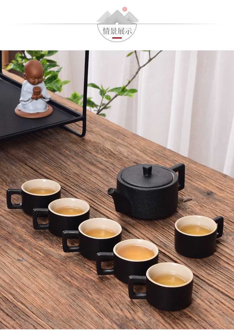Black pottery sample tea cup with handles prevent hot ceramic kung fu tea cups household master individual CPU use single CPU