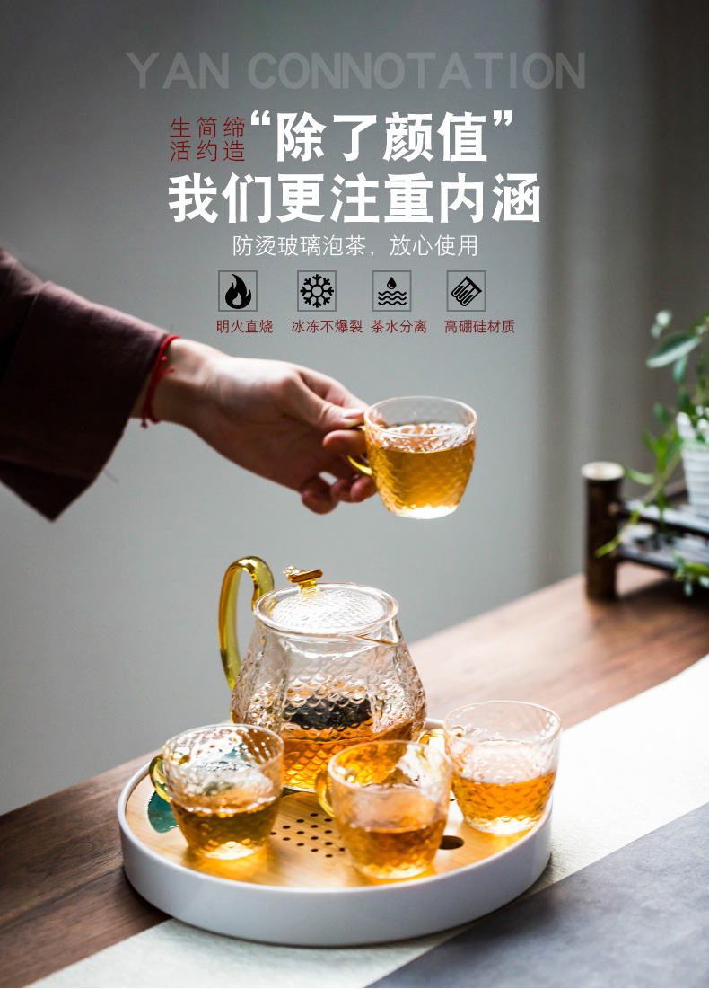 Japanese transparent glass tea set of dry teapot household small set of simple filtering high temperature hold of tea cups