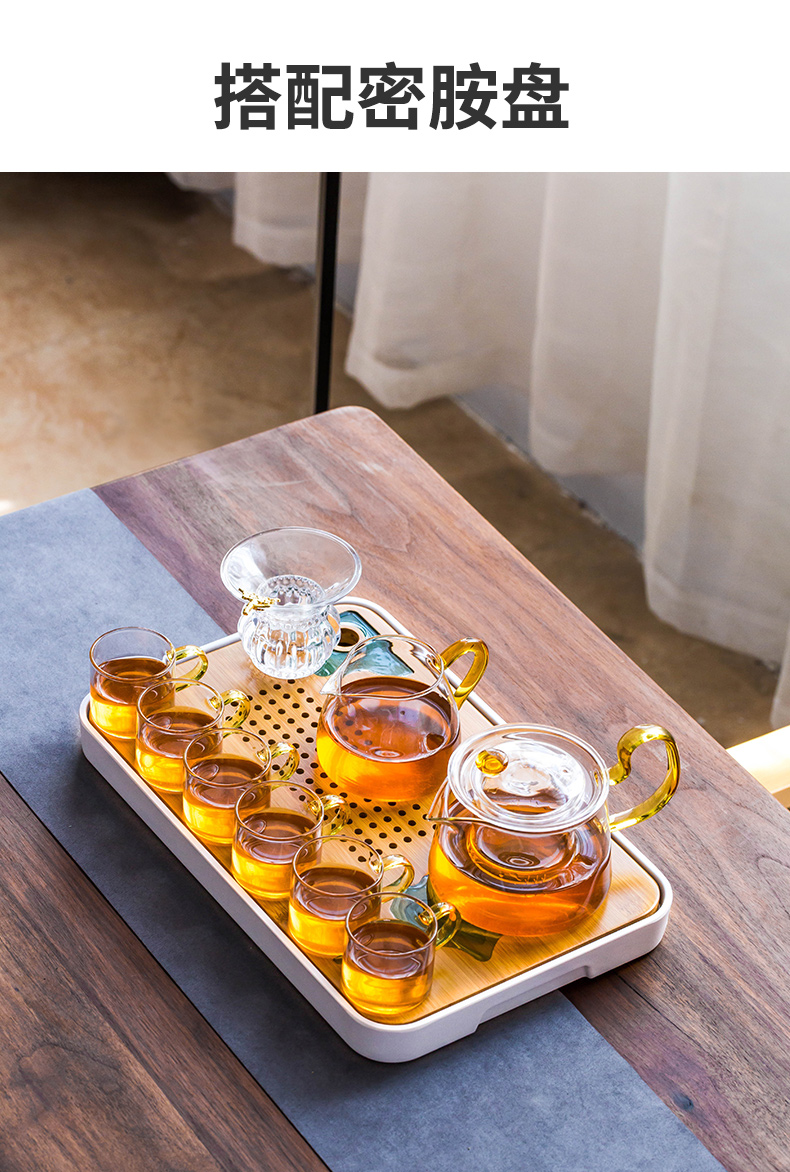 The Heat - resistant glass tea set suit household contracted and I kung fu red tea pot to boil tea Japanese transparent tea cups