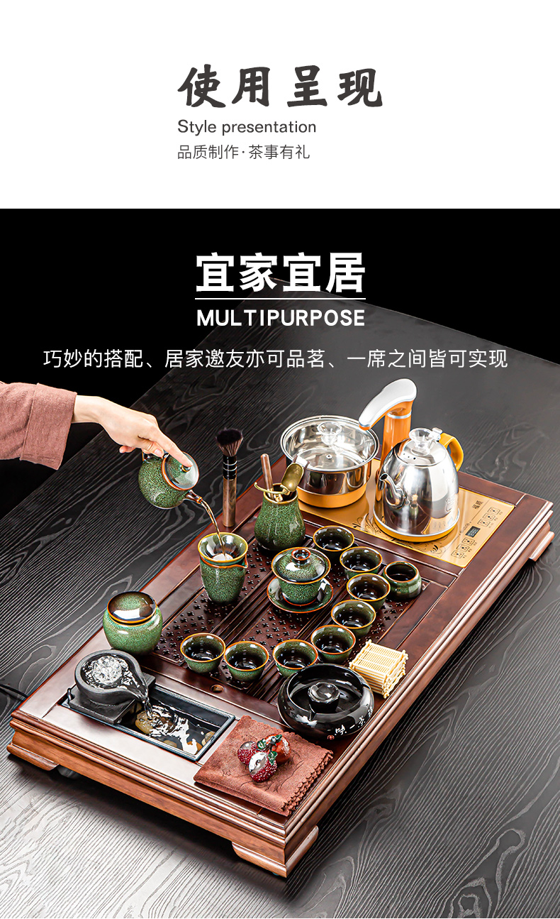 Tea sets Tea tray was integrated electric Tea stove four unity of a complete set of automatic kunfu Tea household contracted and I Tea taking