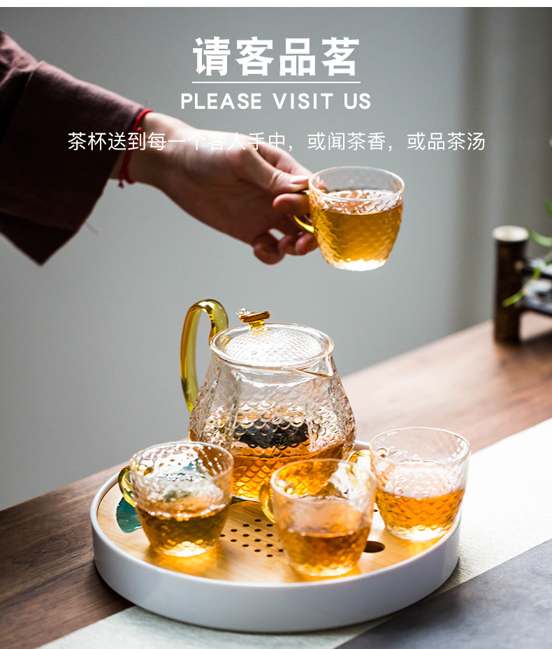 Japanese transparent glass tea set of dry teapot household small set of simple filtering high temperature hold of tea cups