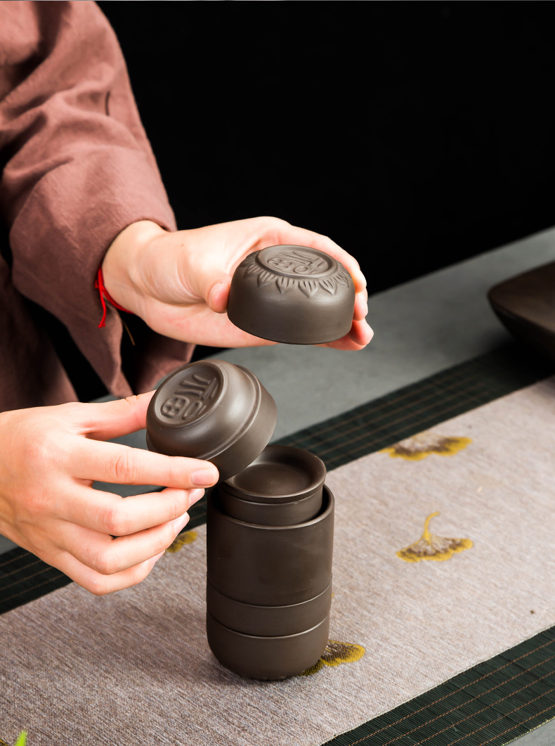 Violet arenaceous travel tea set is suing portable one receive package to crack a pot of kung fu tea set fourth