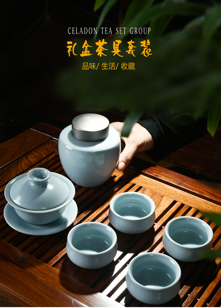 Your up tea suit household with caddy fixings tureen tea hand grasp pot of ceramic kung fu tea set gift boxes