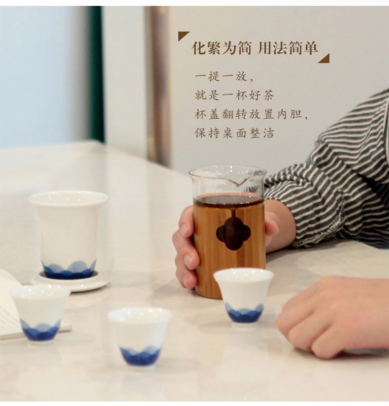 Travel kung fu tea set the set of on - board, portable Japanese hand - made ceramic pot of four cups of is suing a bag