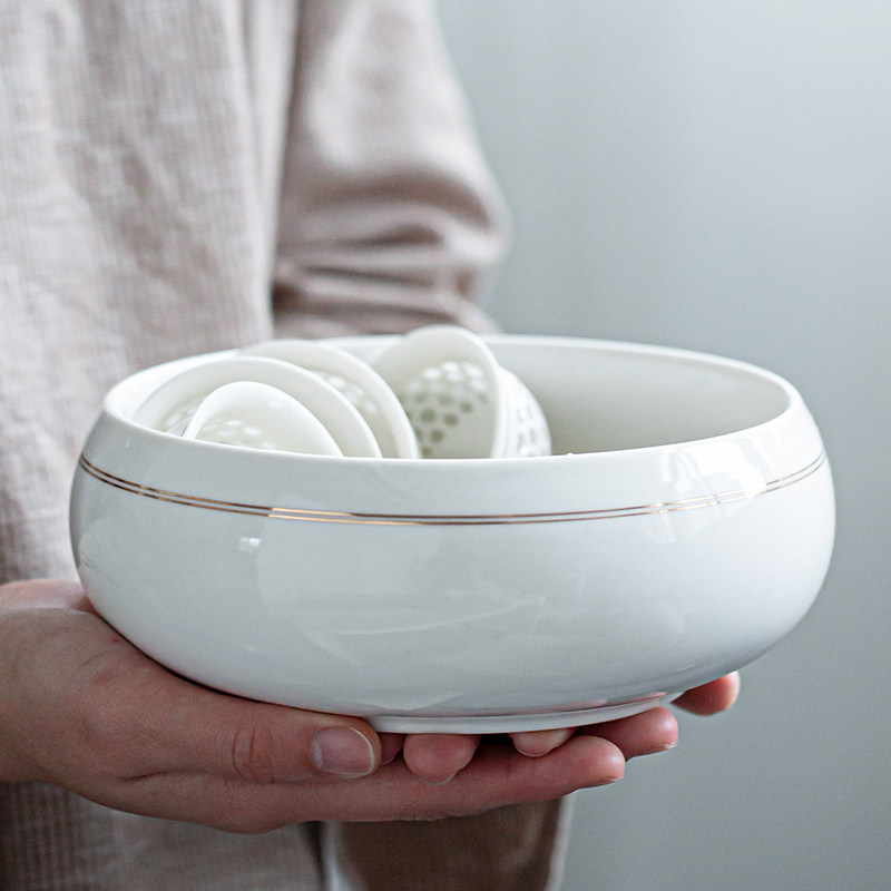 Green flower porcelain tea washing cup washing water dishwashing pen wash small number 6 inch ceramic util tea fitting water plant flower pot