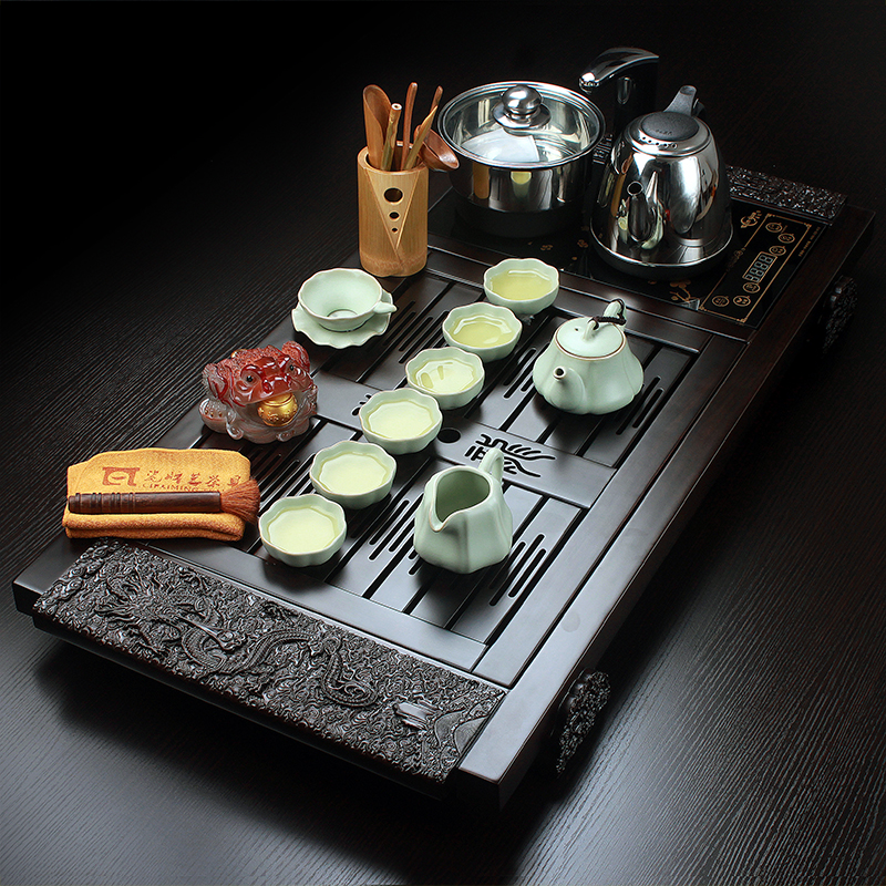 Palettes nameplates, ebony tea set suits for your up of a complete set of violet arenaceous kung fu tea set four unity induction cooker solid ground