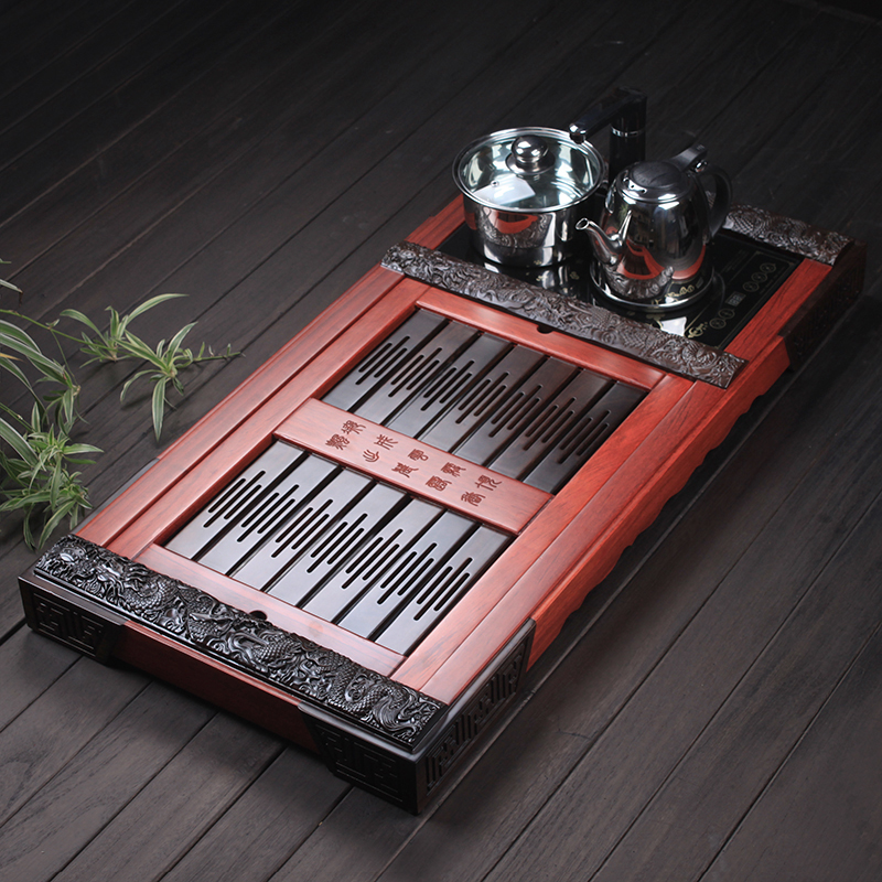 Ebony hua limu tea tray was solid wood tea sea annatto four unity induction cooker tea tray was kung fu tea tea big number
