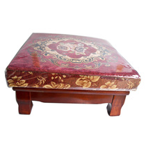 Temple worship pad Buddha hall supplies Solid wood legs worship mat stool High density sponge pad embroidered red removable