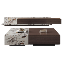 Home Silent Wind Living Room Tea Table TV Cabinet Combo Light Extravaganza Lirock Plate Ground Cabinet High-end Luxurious Guest Hall Furniture