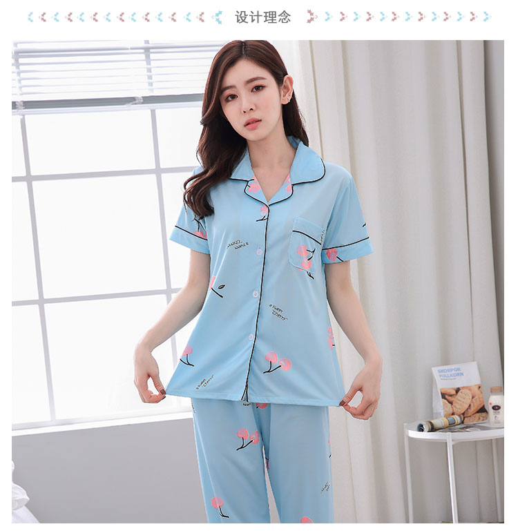 Mùa hè ngắn tay Hàn Quốc cotton đồ ngủ của phụ nữ quần cotton phần mỏng tháng quần áo trung niên ladies home dịch vụ phù hợp với