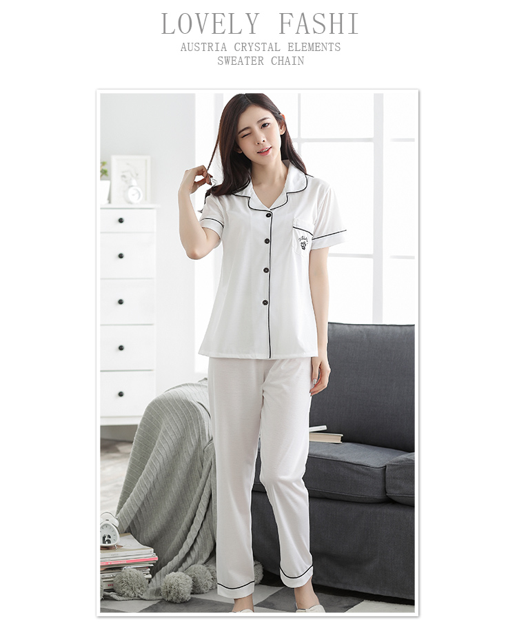 Mùa hè ngắn tay Hàn Quốc cotton đồ ngủ của phụ nữ quần cotton phần mỏng tháng quần áo trung niên ladies home dịch vụ phù hợp với