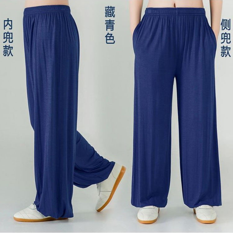 Summer Pure Cotton Martial Arts Lantern Pants with Side Pockets, Yoga Pants, Morning Exercise Pants for Parents, Chenjiagou Cotton Silk Tai Chi Pants