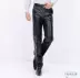 Cộng với quần lửng nam size lớn chất béo bố mùa thu và mùa đông giải trí giặt cộng với nhung dày thẳng thẳng ấm áp xe máy đầu máy quần áo shop bán đồ nam đẹp Quần da