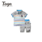 Quần áo trẻ em TAGA phù hợp với tay ngắn mùa hè áo thun polo cotton cotton hai mảnh nam mới phiên bản Hàn Quốc - Phù hợp với trẻ em