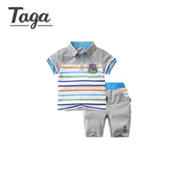 Quần áo trẻ em TAGA phù hợp với tay ngắn mùa hè áo thun polo cotton cotton hai mảnh nam mới phiên bản Hàn Quốc - Phù hợp với trẻ em shop trẻ em